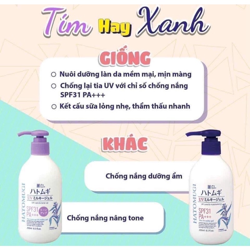 Sữa Dưỡng Thể Ban đêm và Ban ngày Chống Nắng HATOMUGI SPF31 PA+++