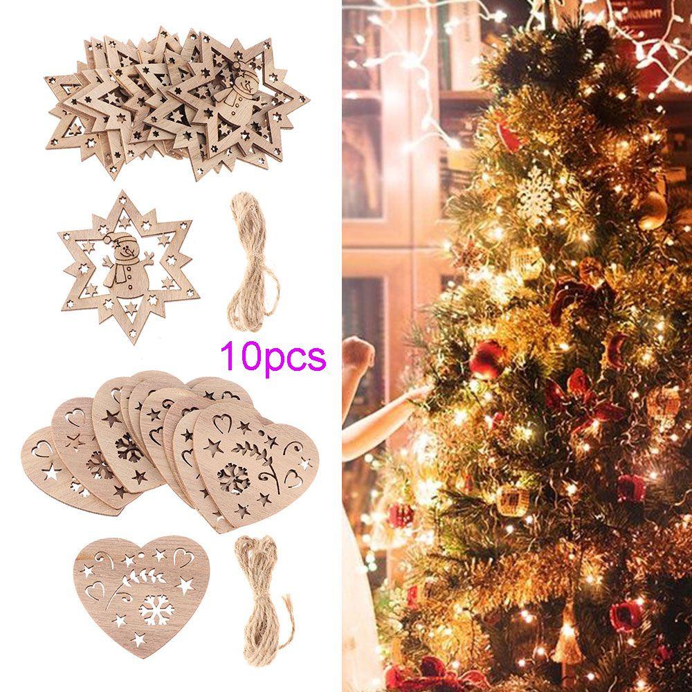 Set 10 Mặt Gỗ Treo Trang Trí Giáng Sinh