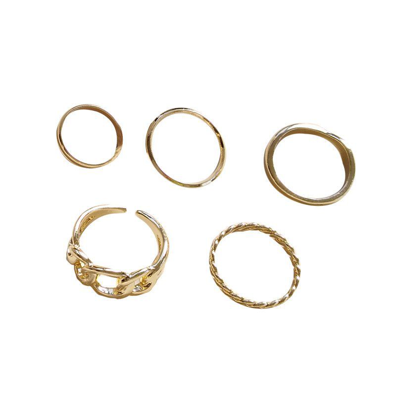 Set nhẫn nam nữ unisex 5 món mạ vàng, bạc phong cách cá tính thời trang cocochang Shop