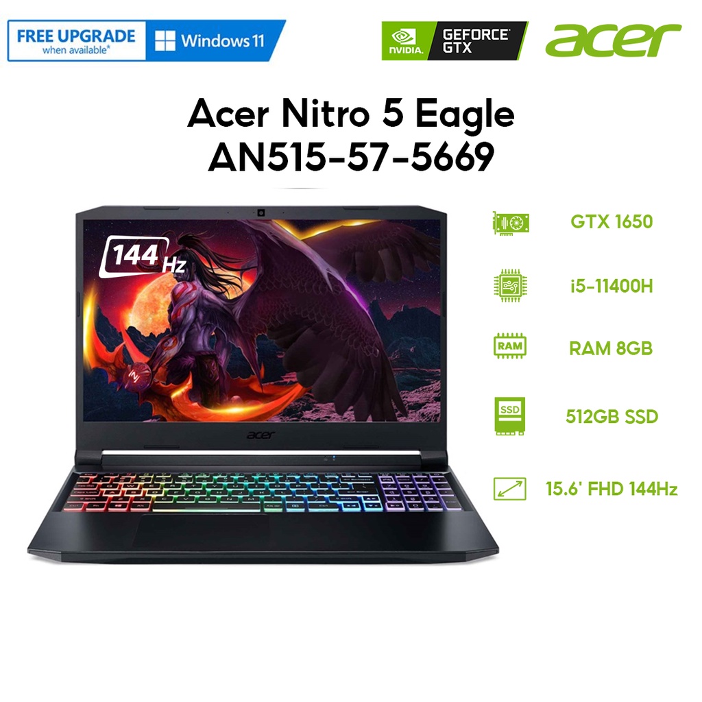 Mã ELMALL1TR giảm 5% đơn 3TR Laptop Acer Nitro 5 Eagle AN515-57-5669