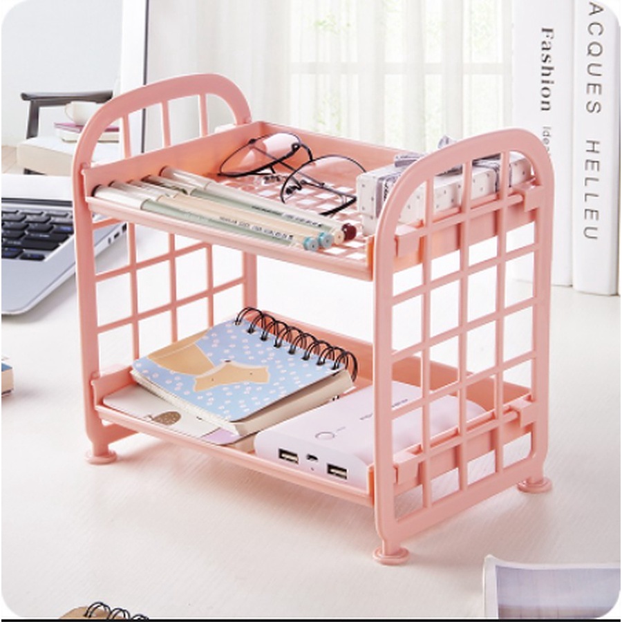 Kệ nhựa mini 2 tầng - Giá để đồ 2 tầng mini lắp ghép
