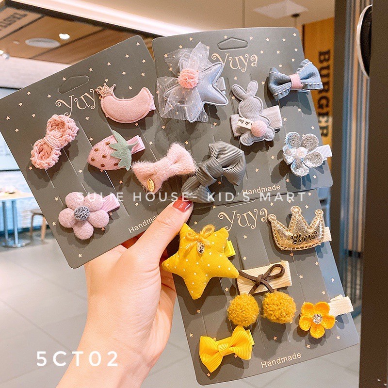 Set 5 kẹp tóc Hàn Quốc cho bé 5CT02