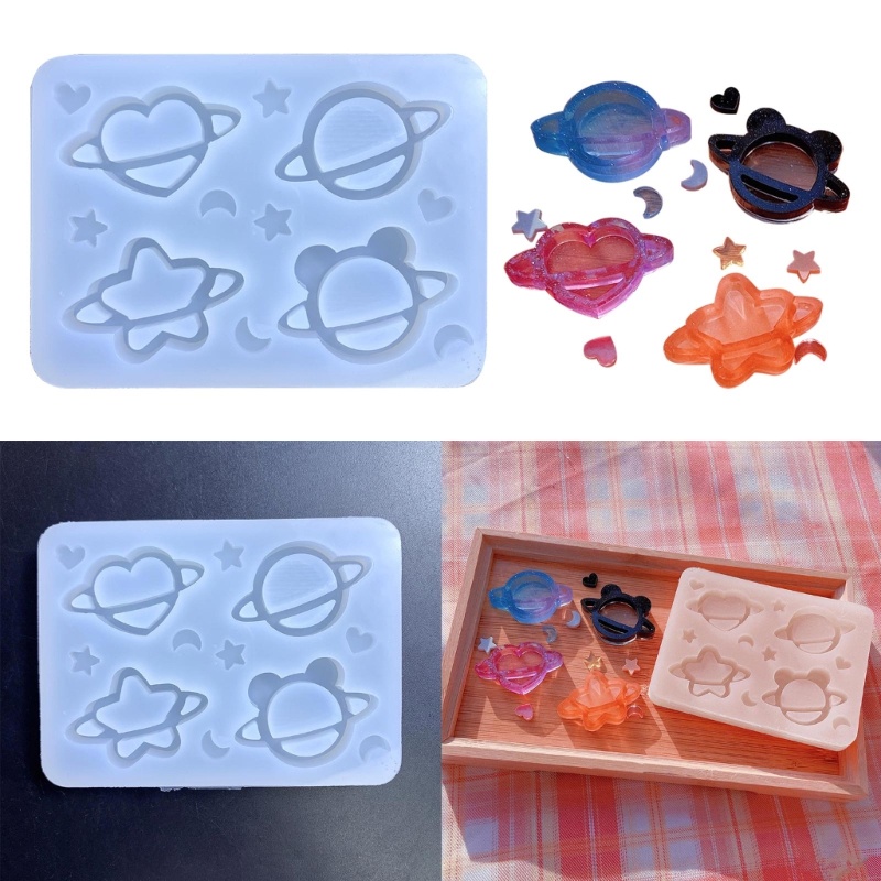 Khuôn Silicone Làm Móc Khóa Đất Sét Polymer Hình Hành Tinh 3D DIY