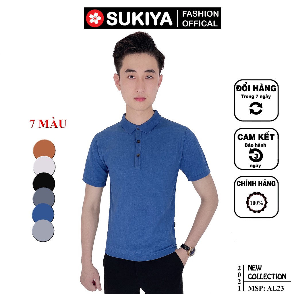 Áo len nam ngắn tay cổ bẻ cao cấp hàng chuẩn hiệu Sukiya
