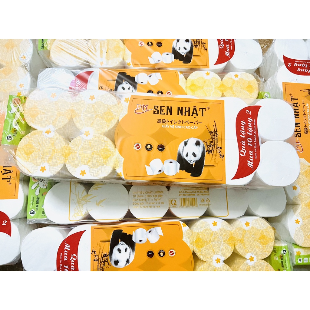 ( Tặng 1 gói giấy rút ) Bịch 12 cuộn giấy vệ sinh gấu trúc loại đẹp 4 lớp không lõi