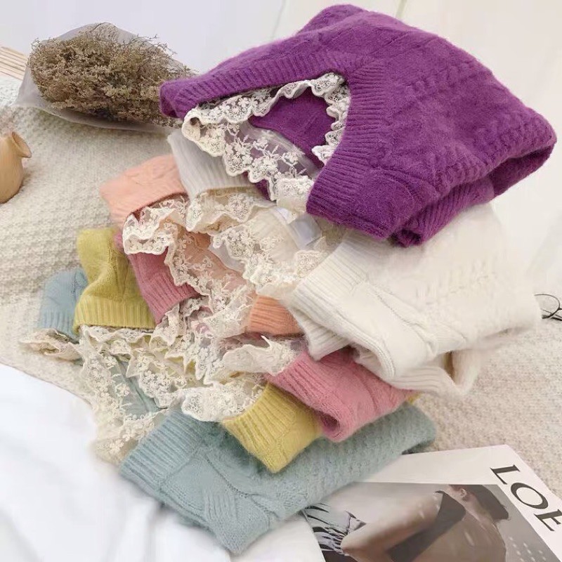 Áo len mix sẵn ren xinh