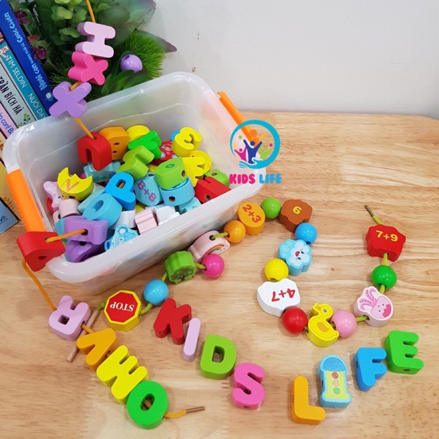 Đồ Chơi Giáo Dục - Bộ Đồ Chơi Xâu Hạt - Luồn Dây 106 Chi Tiết