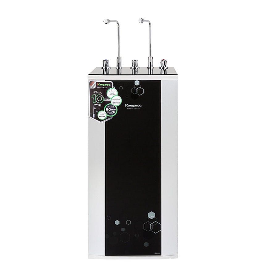 [MIỄN PHÍ LẮP ĐẶT] Máy lọc nước Hydrogen Kangaroo RO 10 lõi 2 vòi 3 chức năng vỏ tủ VTU BLACK hoa lục giác KG10A4