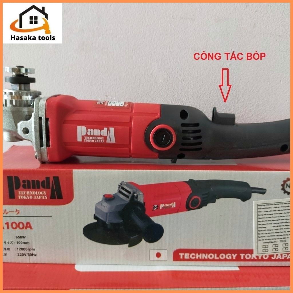 Máy mài cầm tay panda công tắc bóp,lưỡi 100mm chuyên cắt sắt,gạch,gỗ,nhôm,đá hoa cương,kim loại,mài góc