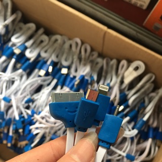 Cáp dây sạc đa năng 4 đầu: chân micro, iphone 5, iphone 4, kim