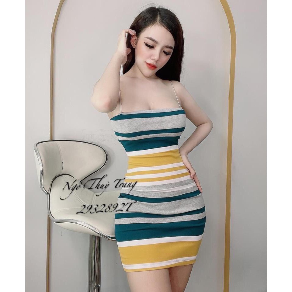 Đầm Body 2 Dây Sọc Ngang Có Dây Kéo Sau Thun Borip Thích Hợp Mặc Đi Tiệc Đi Làm Đi Chơi | BigBuy360 - bigbuy360.vn