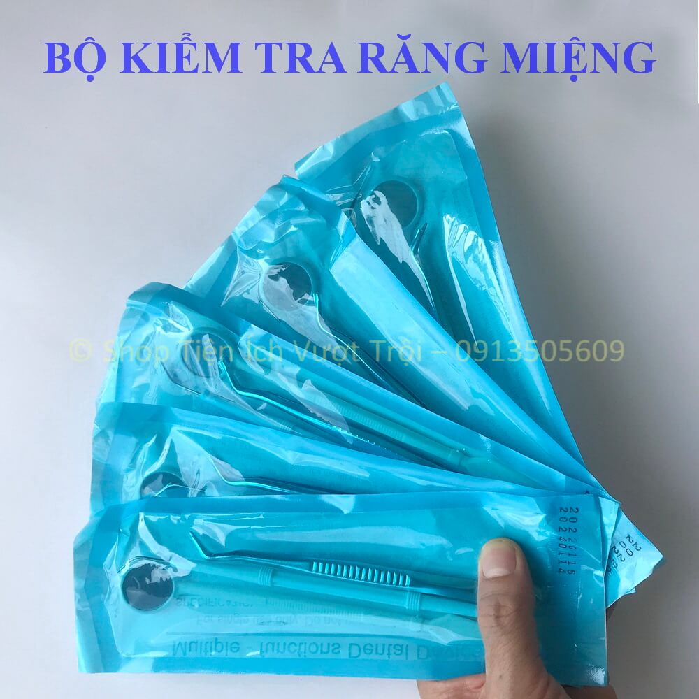 Bộ kiểm tra chăm sóc răng miệng tại nhà, gương nha kiểm tra răng miệng, nhíp gắp-Shop Tiện Ích Vượt Trội