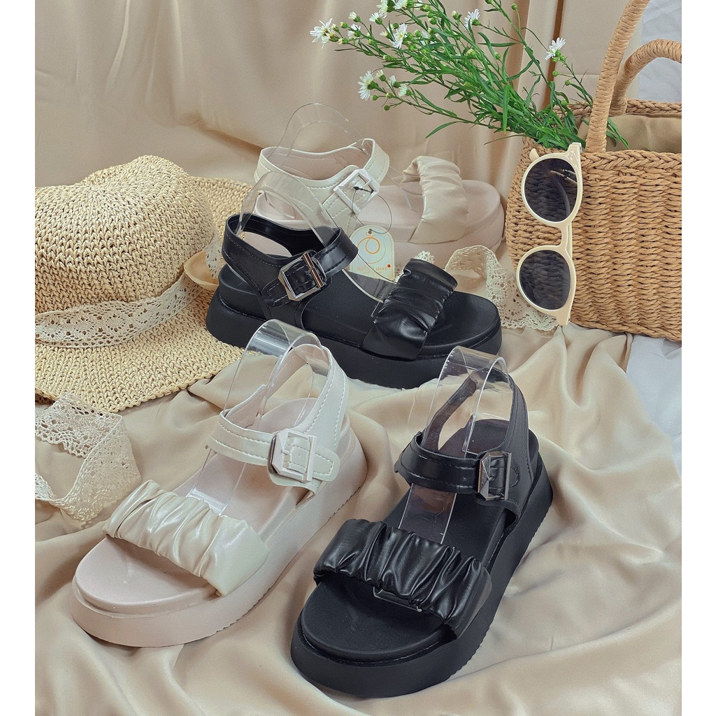 Sandal nữ bánh bèo dễ thương quai nhún thười trang Hàn Quốc Trendy 2022