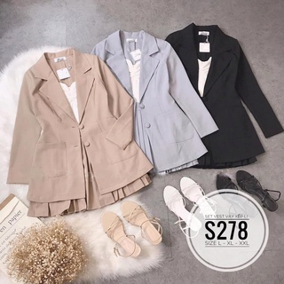 (Có Ảnh Thật ) BIGSIZE Set áo vest blazer váy xếp li S278