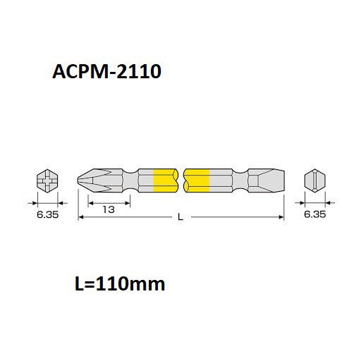 Vỉ 2 mũi vít 2 đầu +2-6x65mm/110mm/150mm ACPM Anex Nhật Bản Sản Phẩm Chính Hãng