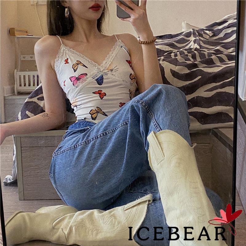 Áo Hai Dây In Hình Bướm Xinh Xắn Cho Nữ