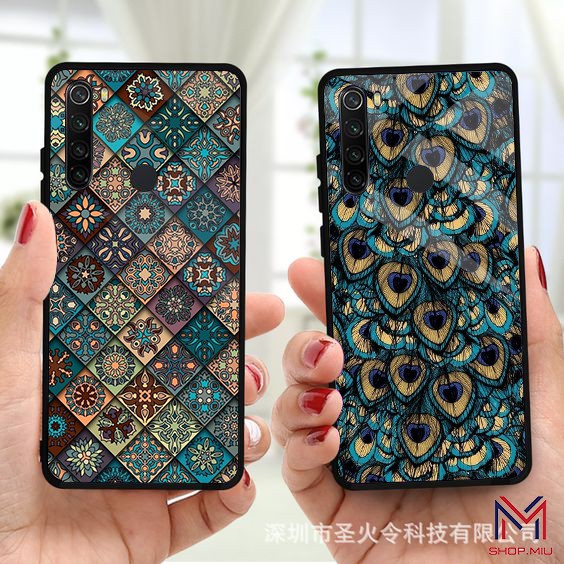 Ốp lưng Redmi Note 8 /Note8pro lưng cường lực chống xước hình lông công