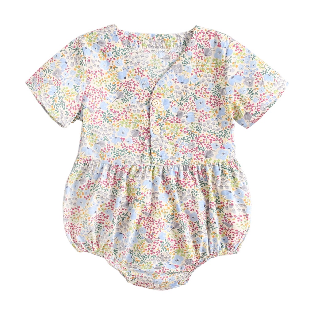 Sanlutoz Mùa hè Bông Đứa bé Áo liền quần Những bông hoa Ngắn tay