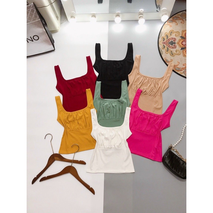 Áo ba lỗ croptop rúm xinh nhiều màu