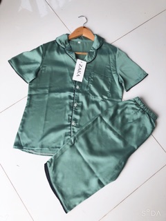 bộ nữ pijama lửng lụa chạy viền