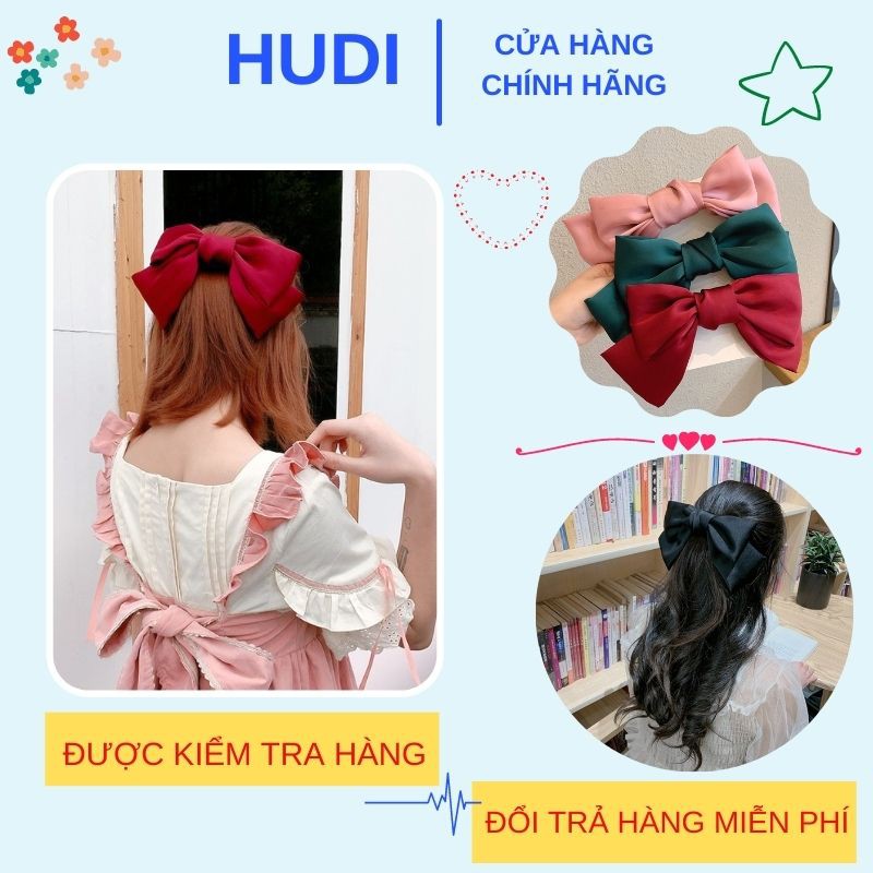 Kẹp Nơ To [Hudi] - Phụ Kiện Trang Trí Tóc Dễ Thương , Phong Cách Hàn Quốc Cho Nữ