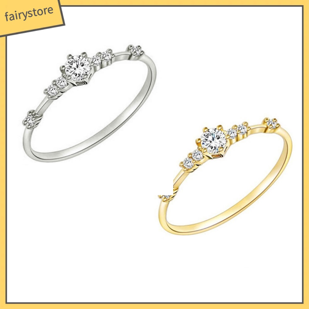 Nhẫn Kim Loại Đính Đá 7 Màu Thời Trang Cho Nữ