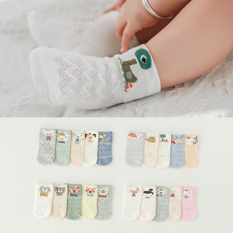 Set 5 Đôi Vớ Cotton Dễ Thương Cho Trẻ Sơ Sinh