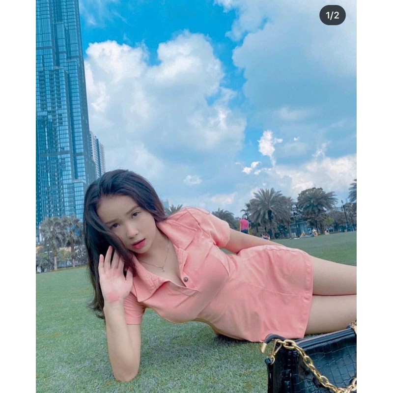 Váy thun suông polo cổ sơ mi tay ngắn ôm body MITRIE đầm cotton co dãn | BigBuy360 - bigbuy360.vn