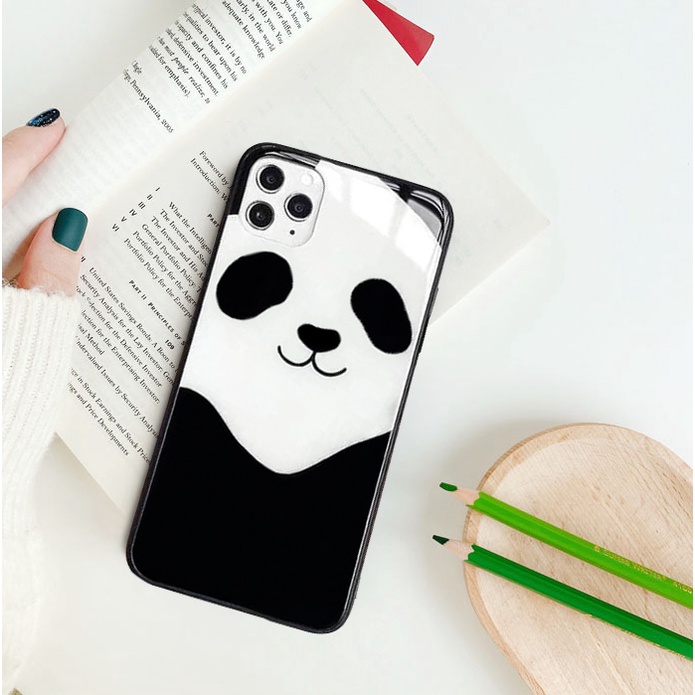 Ốp lưng iphone 8 plus x xr xs max 11 pro max 12 pro max 12 mini 6 plus 6s plus 7 plus ốp kính iphone gấu panda