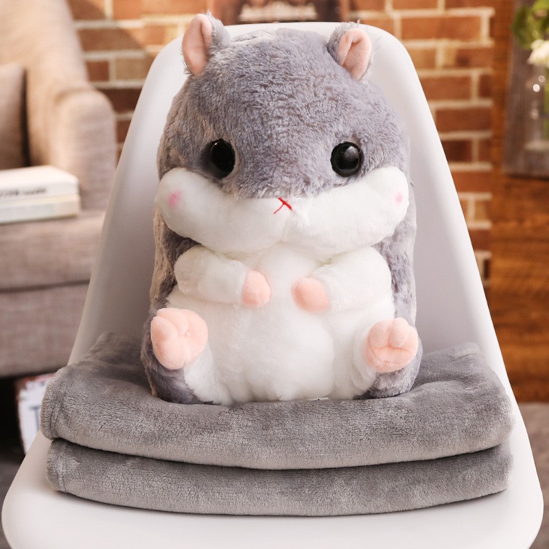 Dễ Thương Bộ Chăn Gối Đa Năng Hình Chuột Hamster Đáng Yêu