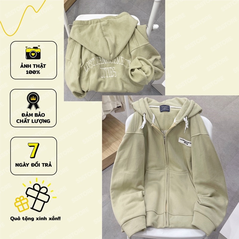 ☼ áo khoác nỉ LOST màu bơ unisex ảnh thật SSSTore ( nam nữ mặc đều được)