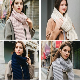 Khăn len đan tay - sợi to style Hàn Quốc