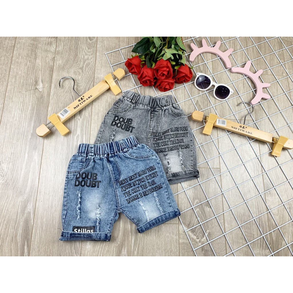 Quần Jean Bé Trai (Quần Short Phối Rách Vải Mềm Size 6-17kg)