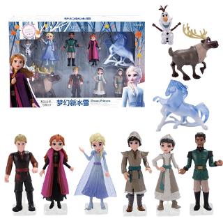 9 cái / bộ Frozen 2 Hộp quà tặng Aisha Bộ đồ chơi búp bê Anna Trang trí búp bê dễ thương