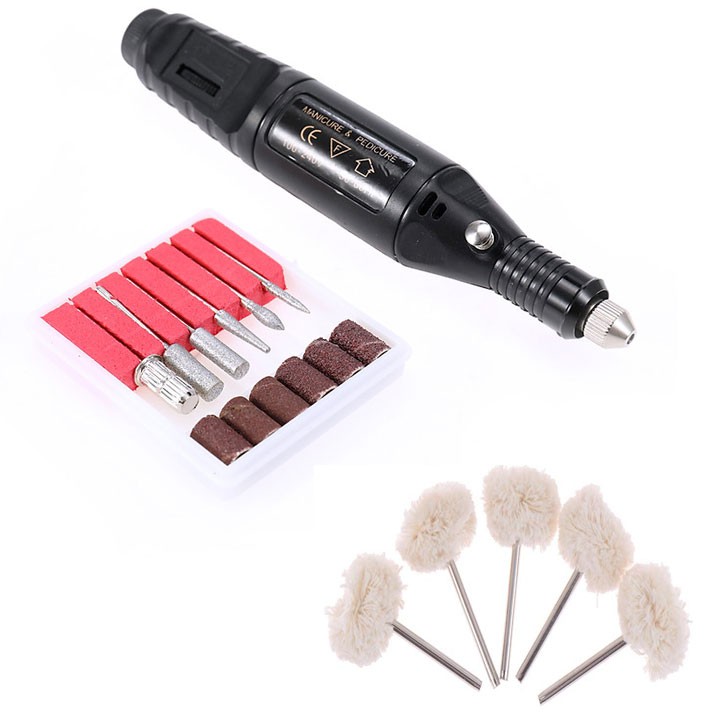 Máy đánh mài đánh bóng móng mini tiện dụng - máy đánh bóng mini đầu đánh bóng hay len đánh bóng