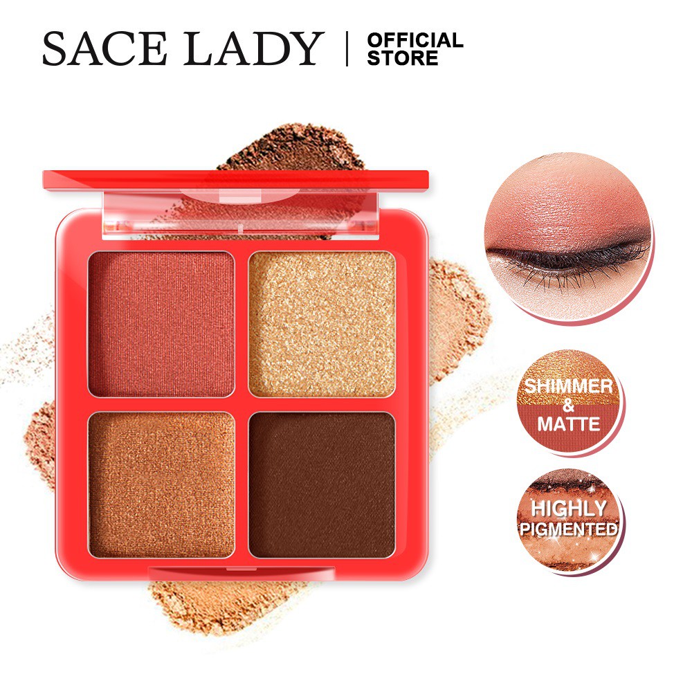 Bảng phấn mắt SACE LADY ML375 4 màu sắc tông lì và ánh nhũ lấp lánh sắc số cao trang điểm lâu trôi 50g | BigBuy360 - bigbuy360.vn