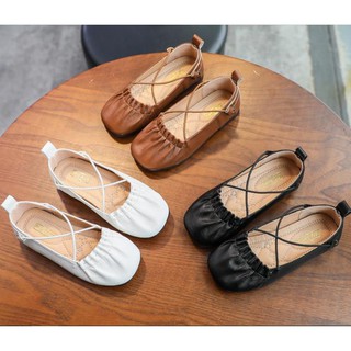 Hài búp bê bé gái giày bệt công chúa bé gái da đẹp thiết kế quai chéo đơn giản tinh tế cho bé đi học đi chơi