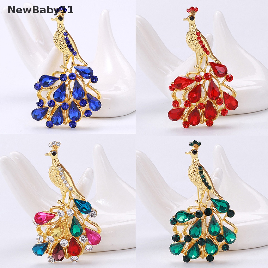 Ghim Cài Áo Hình Chim Công Đính Đá Lấp Lánh Phong Cách Retro