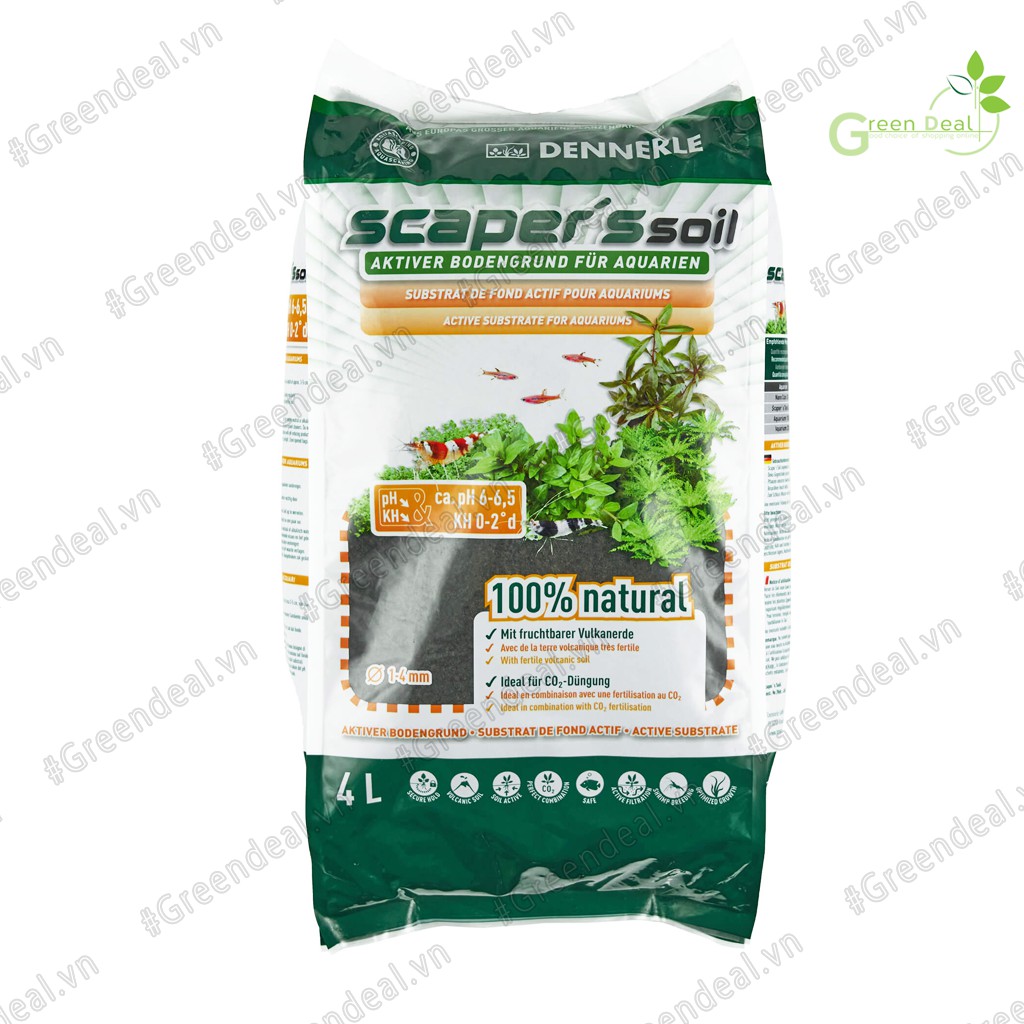 DENNERLE - Scaper's Soil (Bao 8 Lít) | Đất nền hồ cá thủy sinh