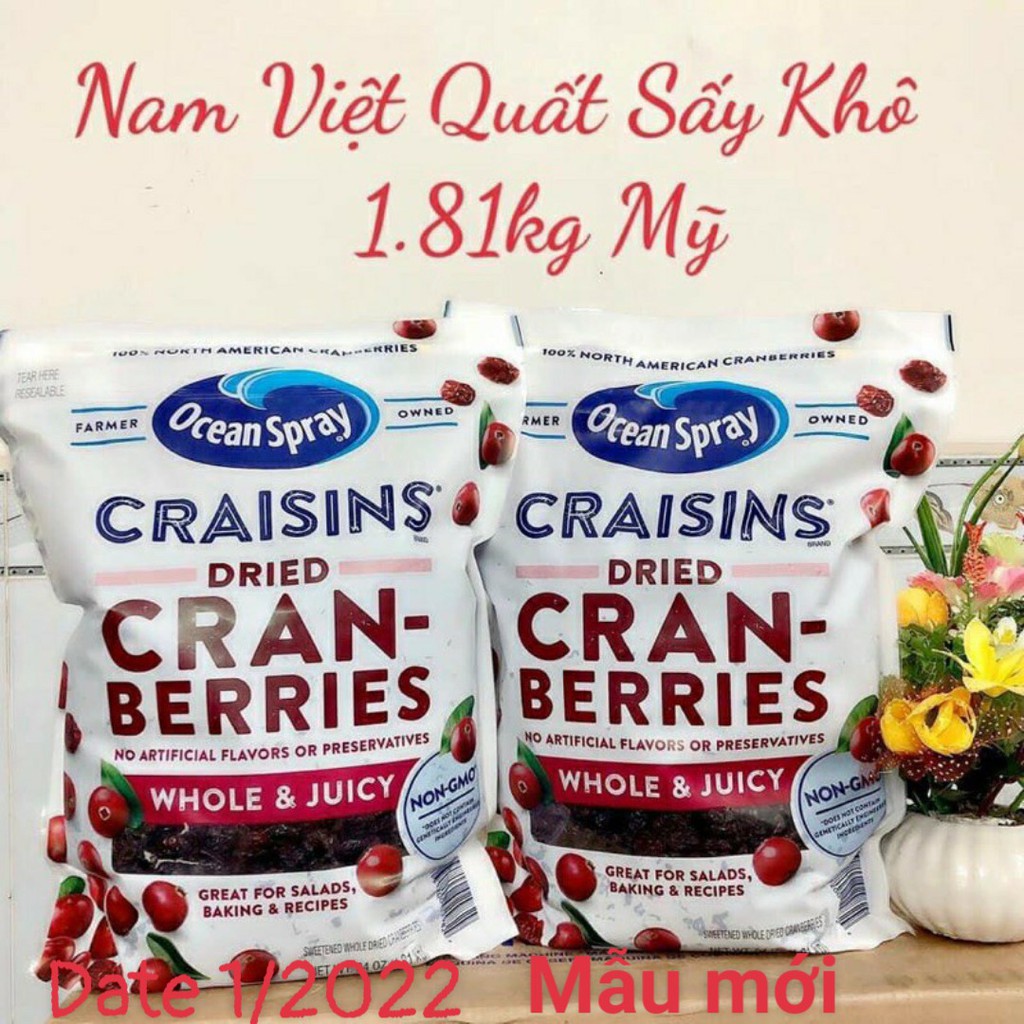 [DATE MỚI] Quả Nam Việt Quất Craisins Sấy Khô Ocean Spray Craisins Whole Dried Cranberries (CHUẨN USA)