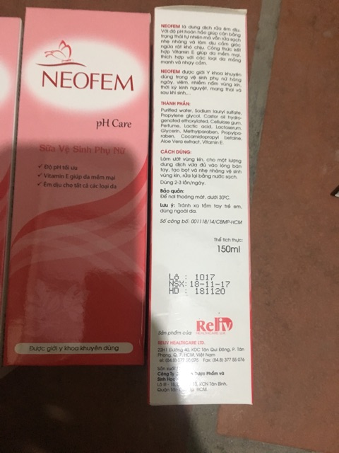 Dung dịch vệ sinh phụ nữ Neofem pH Care 150ml