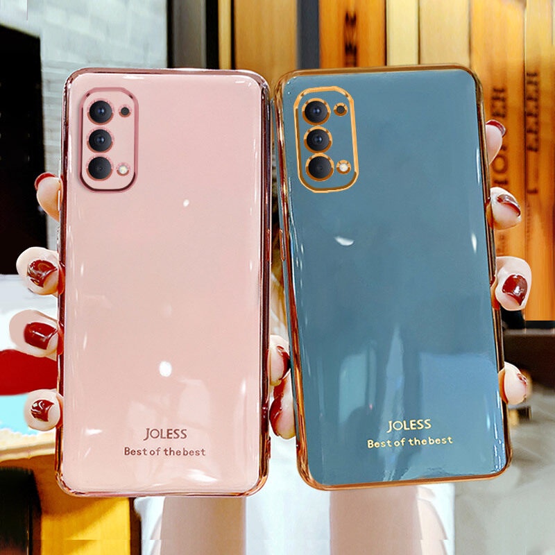 Ốp Điện Thoại Mạ 6D Chống Rơi Màu Kẹo Cho OPPO Reno 4 5 Pro Plus 6 Pro Plus 3 Pro 6z 5G