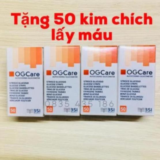 TẶNG 50 kim chích-QUE THỬ ĐƯỜNG HUYẾT OGCARE 50 (Tặng 50 kim chích lấy máu)