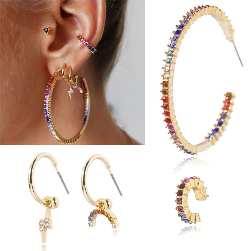 Set 4 Khuyên Tai Nữ Đa Sắc Thời Trang