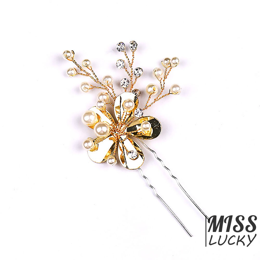 Trâm cài tóc hình hoa đính ngọc trai nhân tạo phong cách retro cho nữ