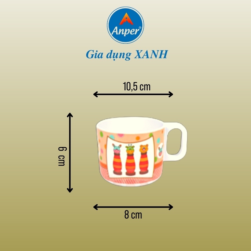 Ly Cốc Có Quai (10.5cm) Anper Nhựa Kiểu Nhật Hàn Cứng Cao Cấp An Toàn Sang Trọng Dùng Gia Đình Và Nhà Hàng