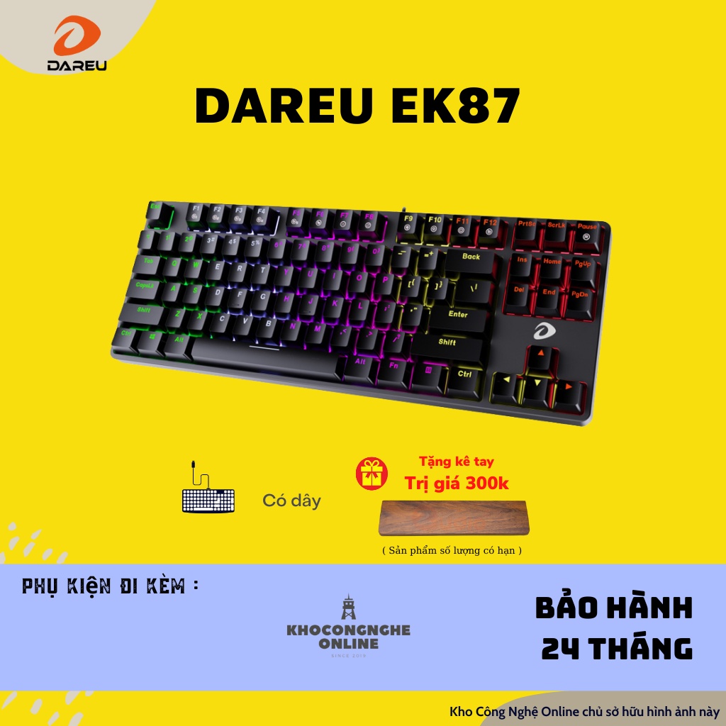 Bàn phím cơ Gaming DAREU EK87 – MULTI-LED (Blue/ Brown/ Red switch)