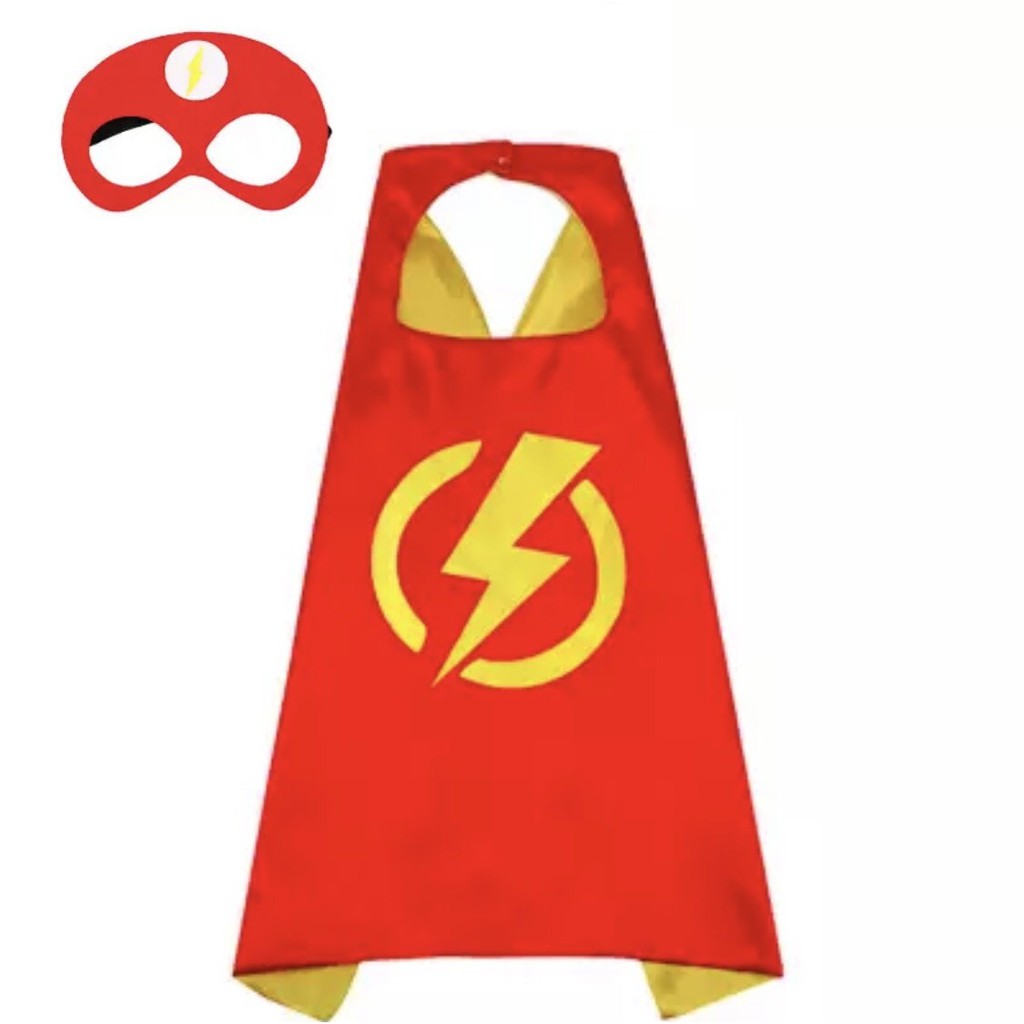 Áo choàng siêu nhân cho bé trai hóa trang siêu nhân tia chớp the flash kèm mặt nạ che mắt hm03616