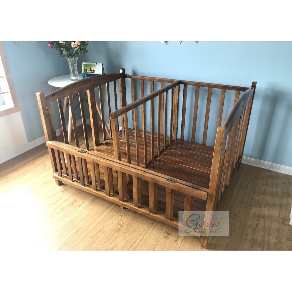 Cũi cho bé - Cũi sinh đôi Goldcat, Combo cũi sinh đôi full phụ kiện cần thiết tặng kèm balo bỉm sữa siêu tiện dụng