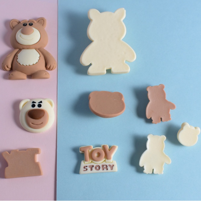 Charm gấu nâu và trắng chocolate trang trí kẹp tóc, dán Jibbitz, vỏ ốp điện thoại, DIY